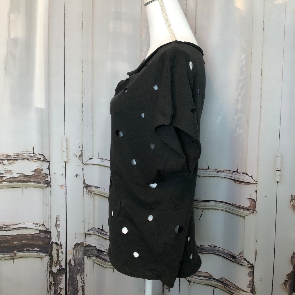 2 Short Sleeve Slouchy Cut Out Tees - Black & White - You get BOTH! - Picture 3 of 6